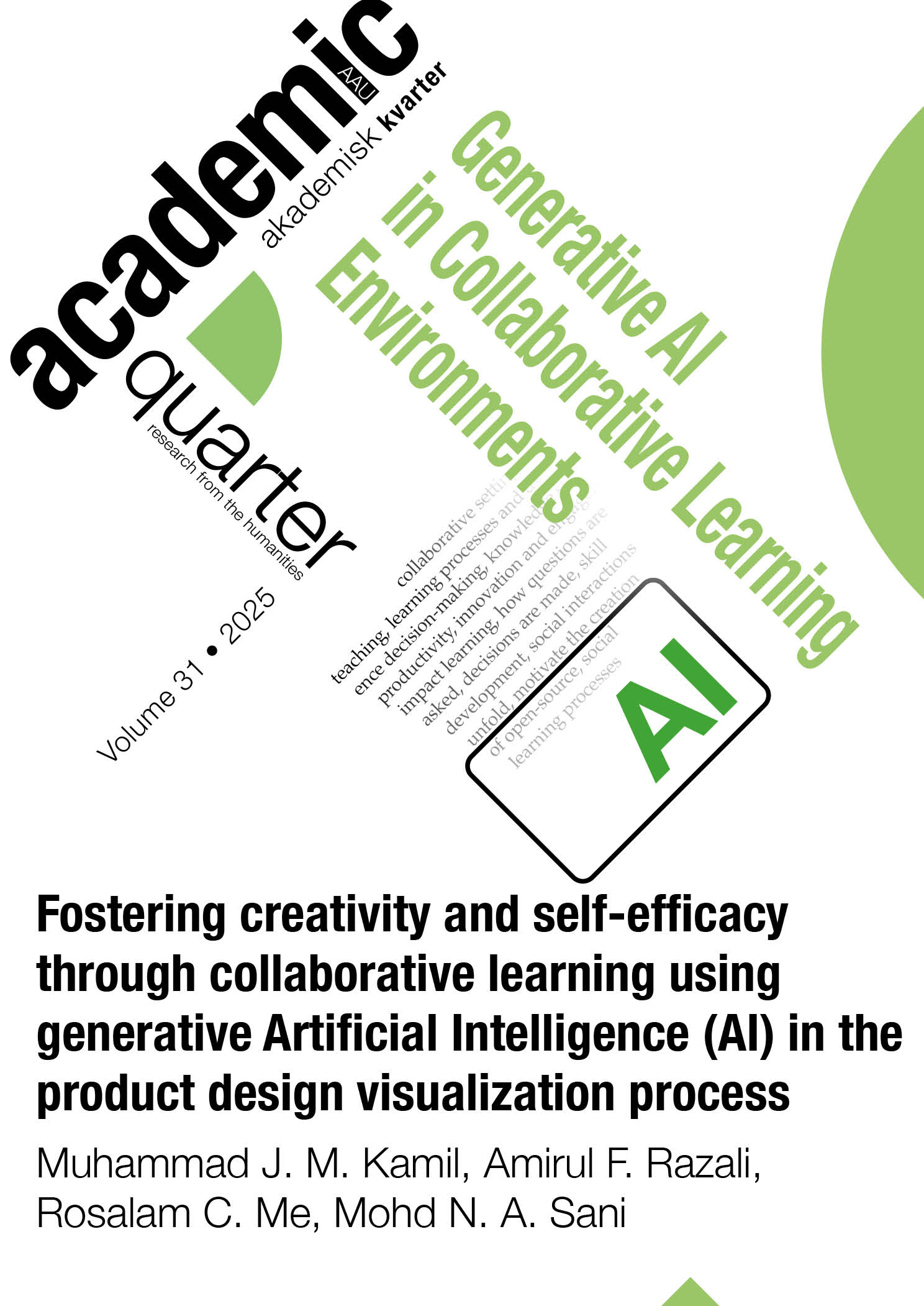 Front page to - Fostering creativity and self-efficacy through collaborative learning using generative Artificial Intelligence (AI) in the product design visualization process